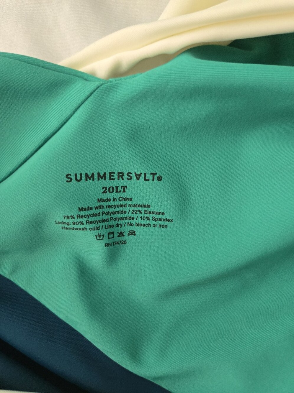 NWT Summersalt Sidestroke Green Blue One Piece Swimsuit Size 20 Long Torso - Picture 3 of 3
